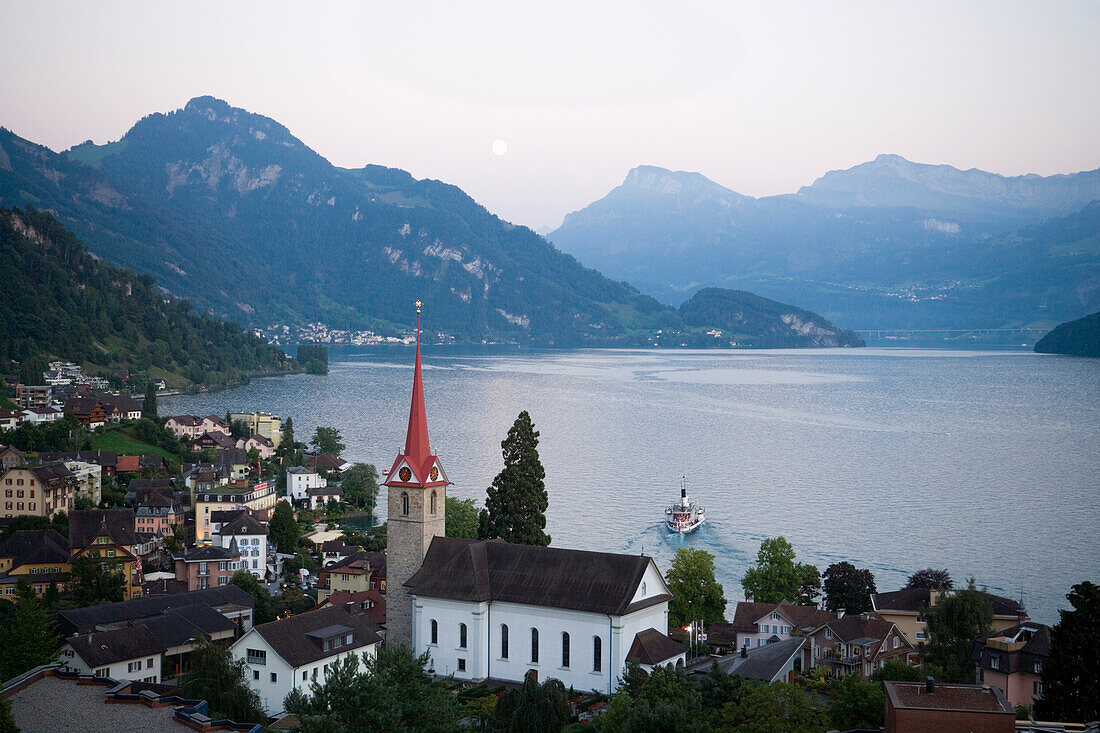 Parish church St. Maria, Weggis and Lake Lucerne, Canton Lucerne, Switzerland