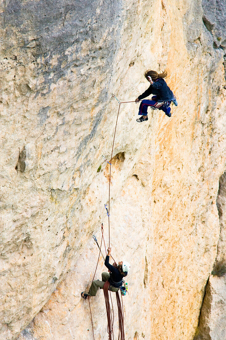 Falling climber, Gorges de la Jonte, Cevennen, France