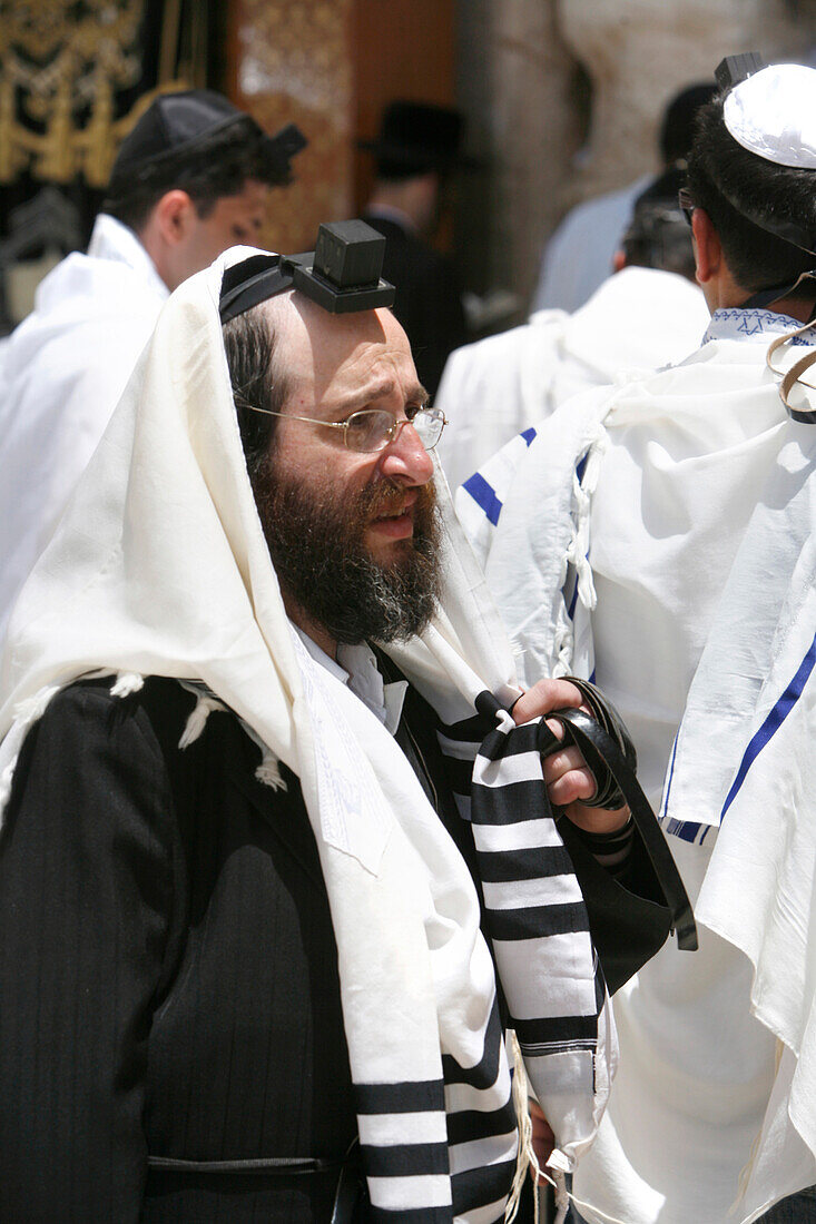 An Orthodox Jew praying at the Wailing Wall, Jerusalem, Israel