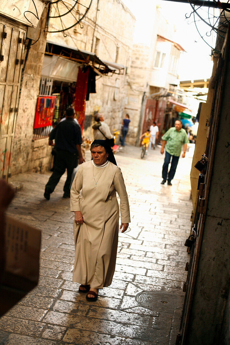 A nun, Jerusalem, Israel