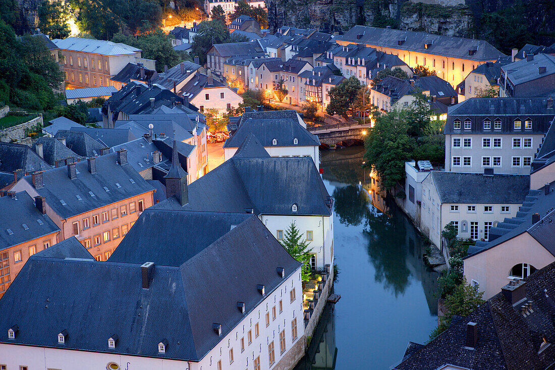 Grund district and Alzette river, Luxembourg