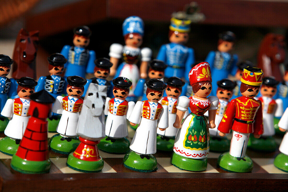 Traditional chess pieces found on a market, Budapest, Hungary