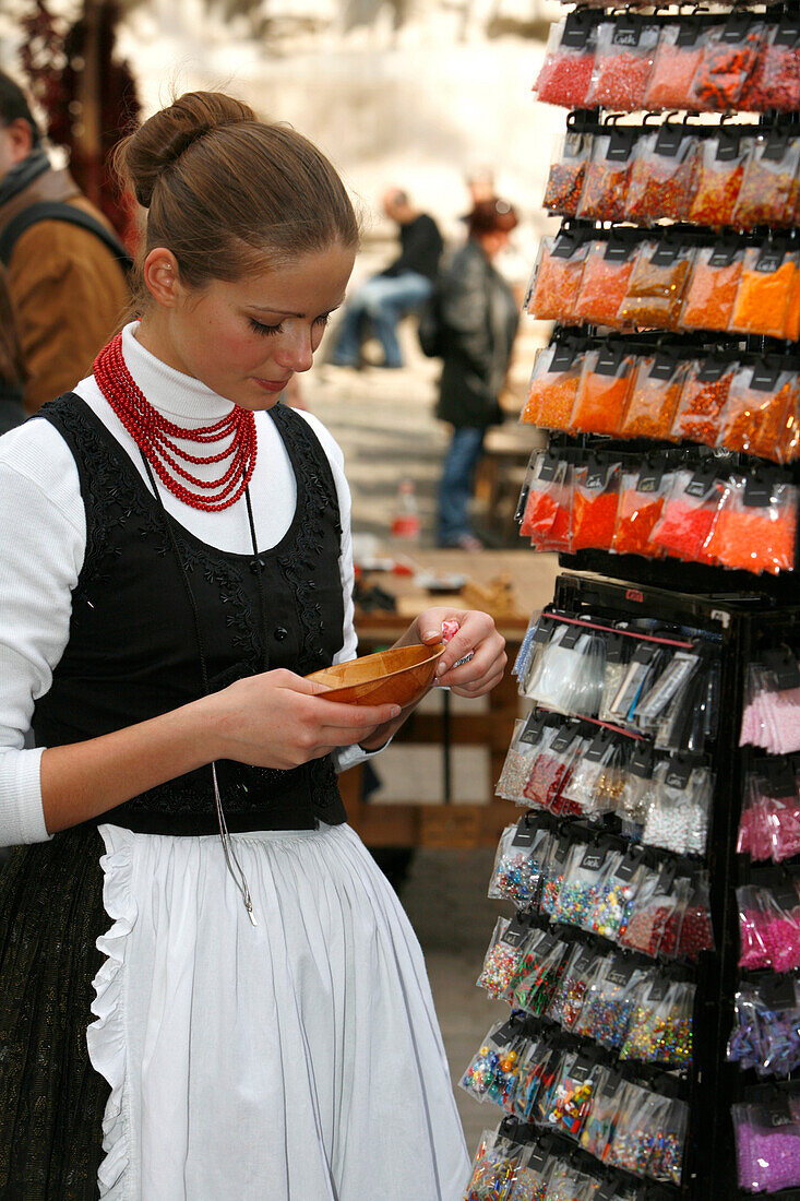 Traditionally dressed girl, Budapest, Hungary