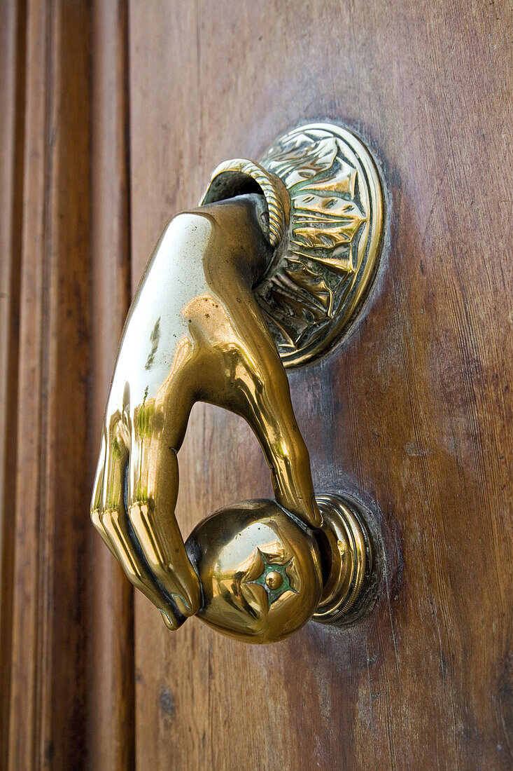 ornate doorknocker, old town, Valencia, Spain