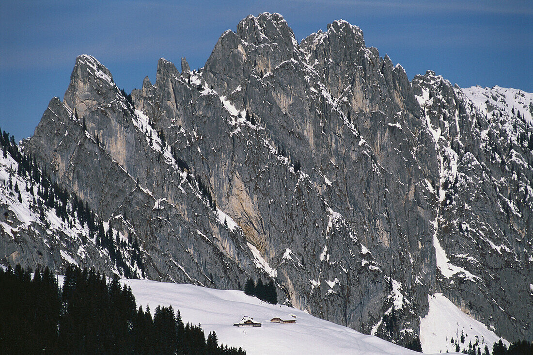 Ski Resort Gstaad, Mountain Range in background, Bernese Oberland, Switzerland