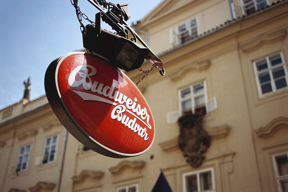 Budweiser Schild, Prag, Tschechien