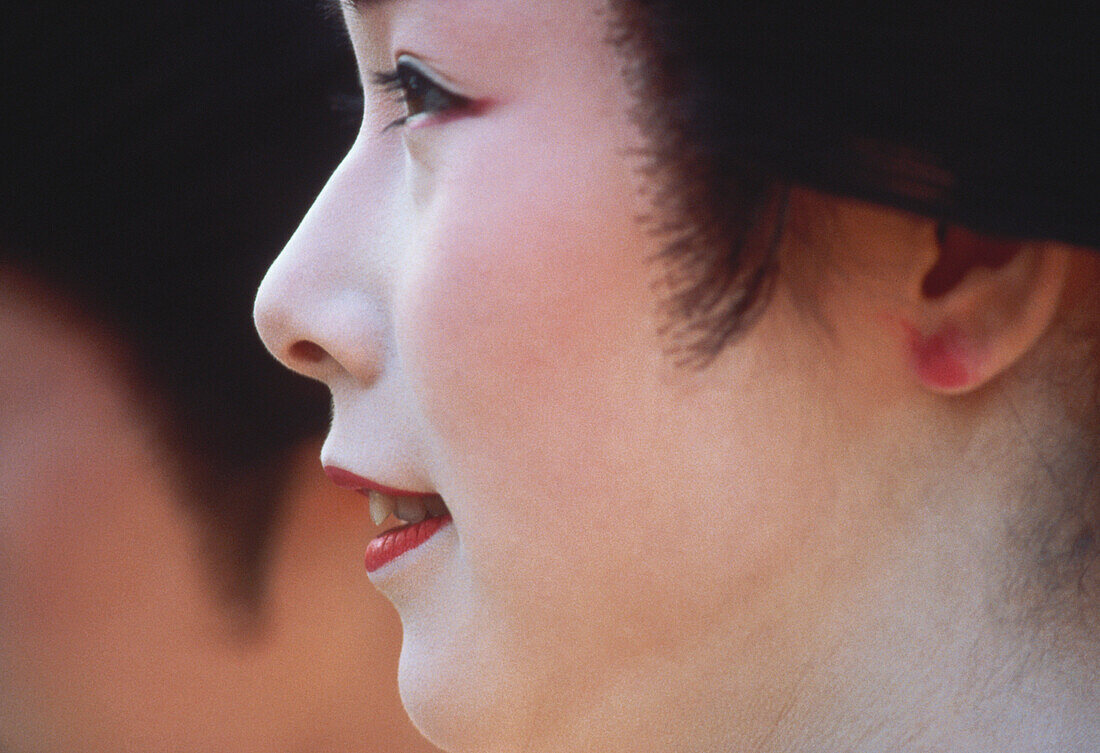 Nahaufnahme einer Geisha, Japan