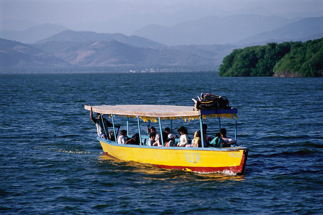 Excursion boat, Laguna de Cayuca, Pie de la Cuesta, near Acapulco, Mexico, America