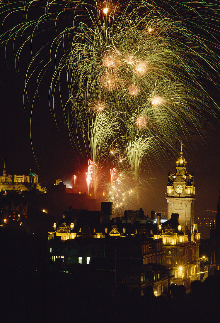 Fireworks at the Arts festival in Edinburgh, Scotland