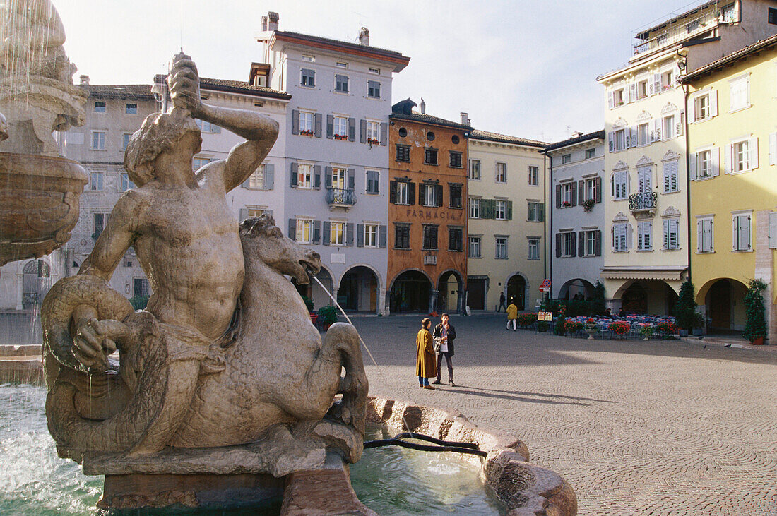 Piazza del Duomo with fountain, Trento, Trentino, Italy
