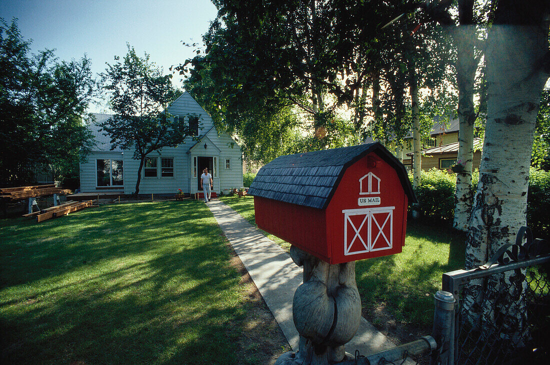 Country house and mail box near Fairbanks, Alaska, USA
