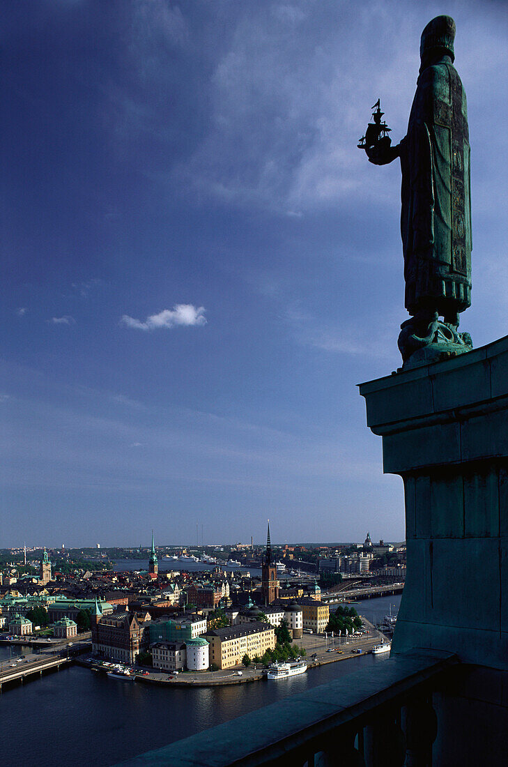 View from town hall tower onto old town, Stockholm, Sweden