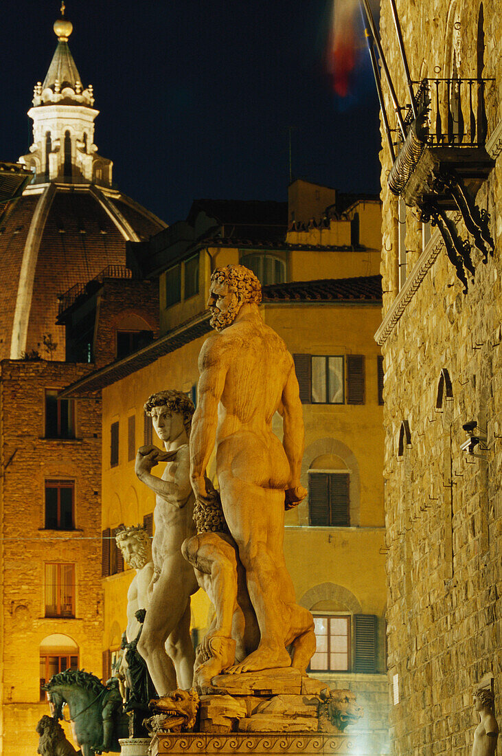 Skulpturen, Domkuppel, Piazza della Signoria, Florenz, Toskana, Italien