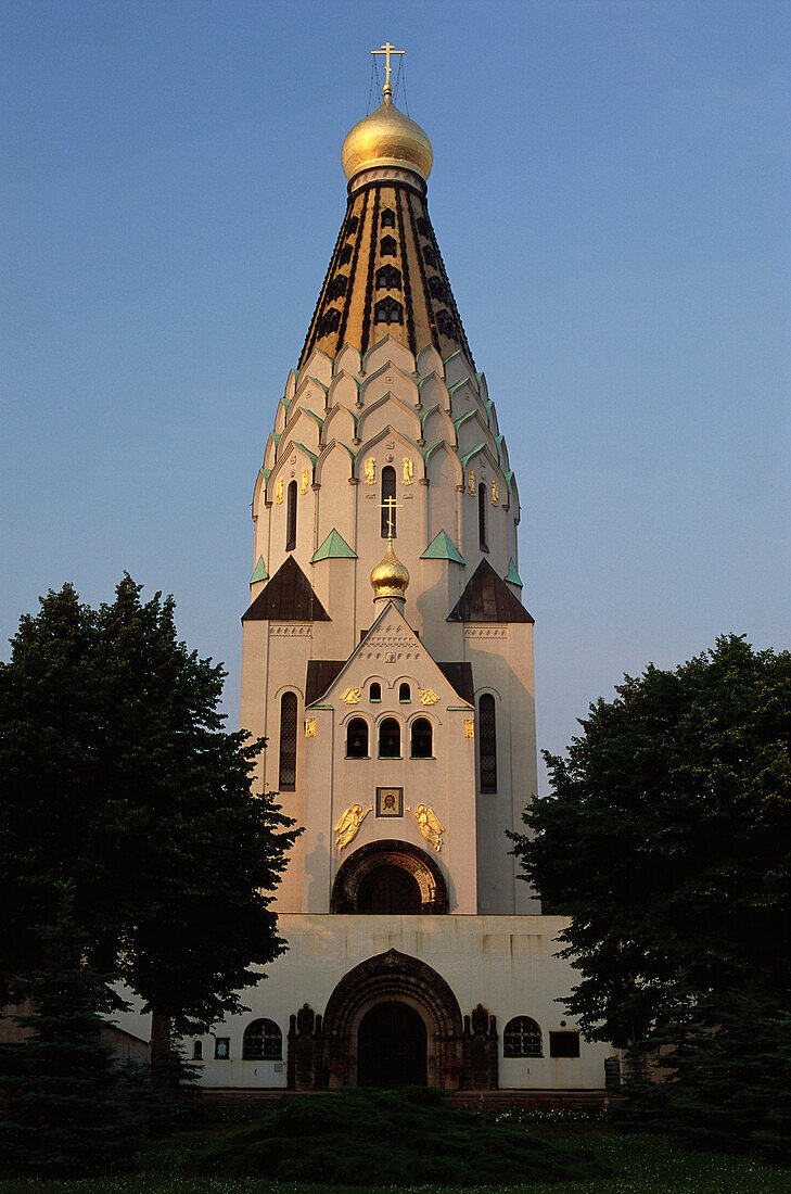 Russian Orthodox Church in dusk, Leipzig, Saxony, Germany