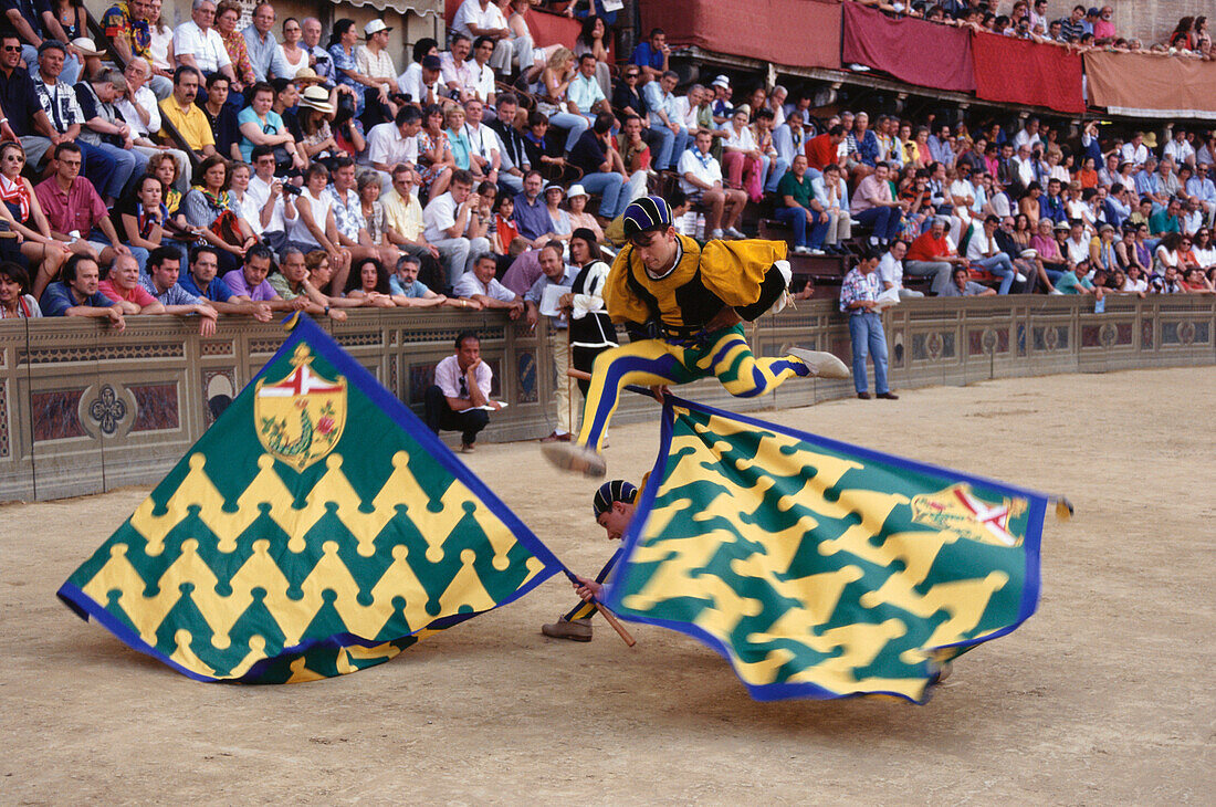 Corteo, Fahnenschwenker, Palio, Siena, Toskana, Italien