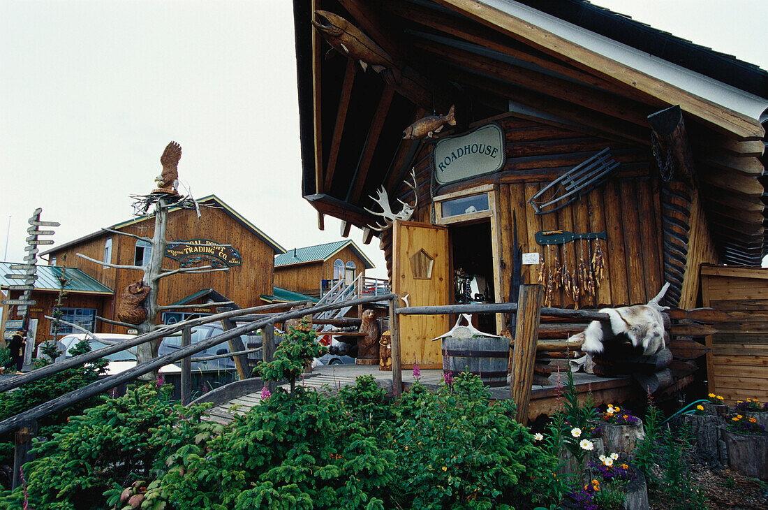 Blockhütten, Hütten auf Homer, Homer Spit, Kachemak Bay, Kenai Peninsula, Alaska, USA