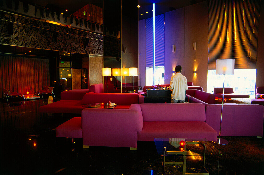 Lobby area of Hotel The Standard, Downtown L.A., Los Angeles, California, USA