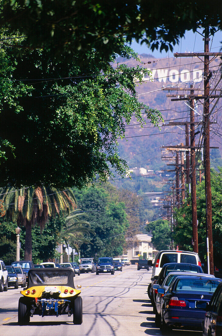 Hollywood Sign and Beechwood Drive, Hollywood, L.A., Los Angeles, California, USA