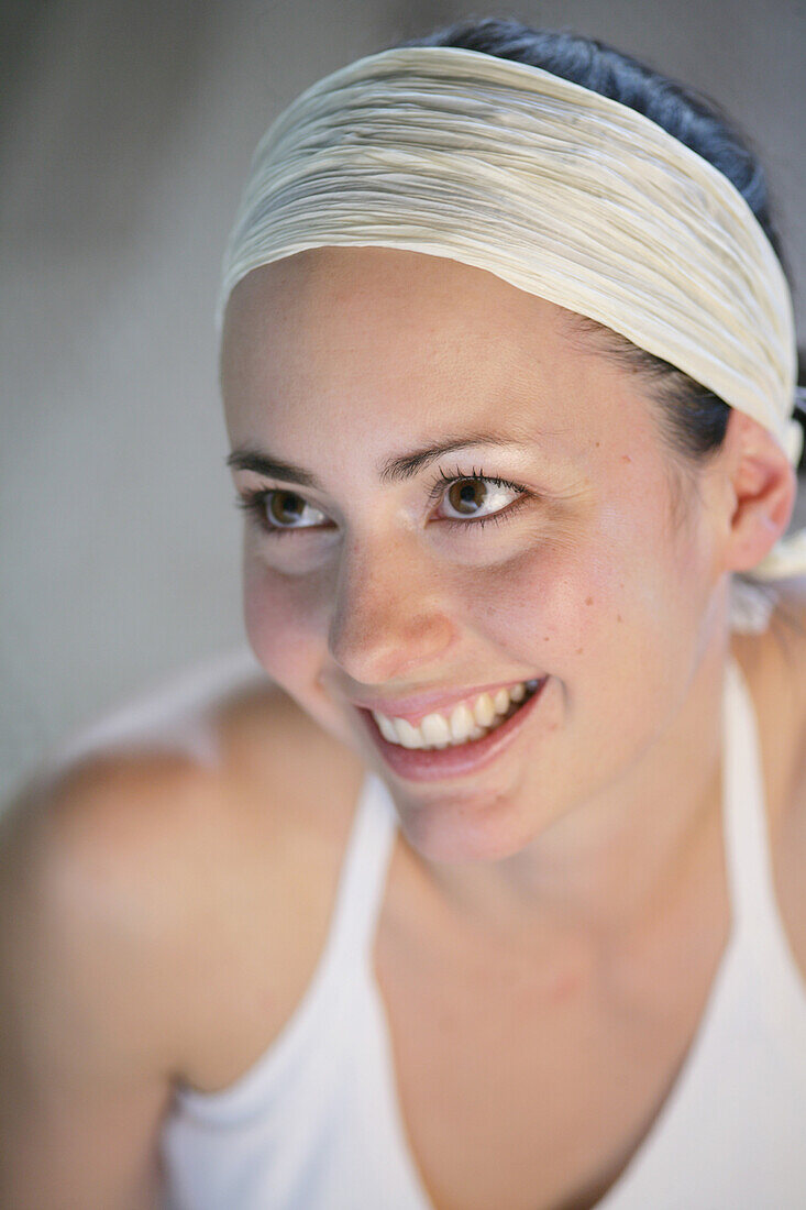 Portrait of a young woman, smiling, Munich, Germany
