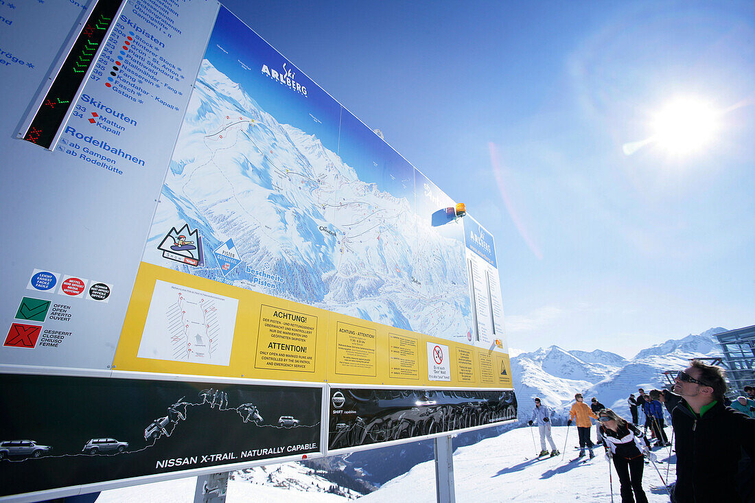 Area map of Galzig, Galzig peak, St Anton, Tyrol, Austria