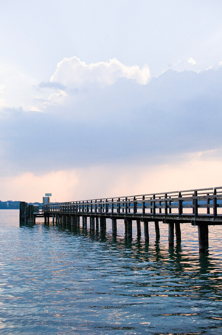 Jetty on Lake Starnberg, Ambach, Bavaria, Germany