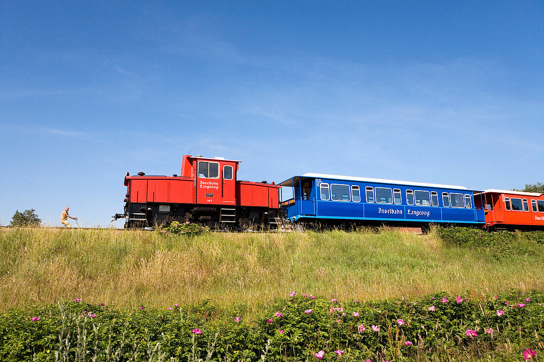 Island train, Langeoog Island, East Frisian Islands, Lower Saxony, Germany