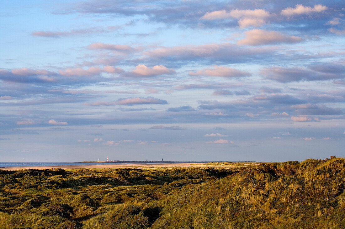 Sundown, Dune, Spiekeroog, East Frisia, North Sea, Lower Saxony, Germany