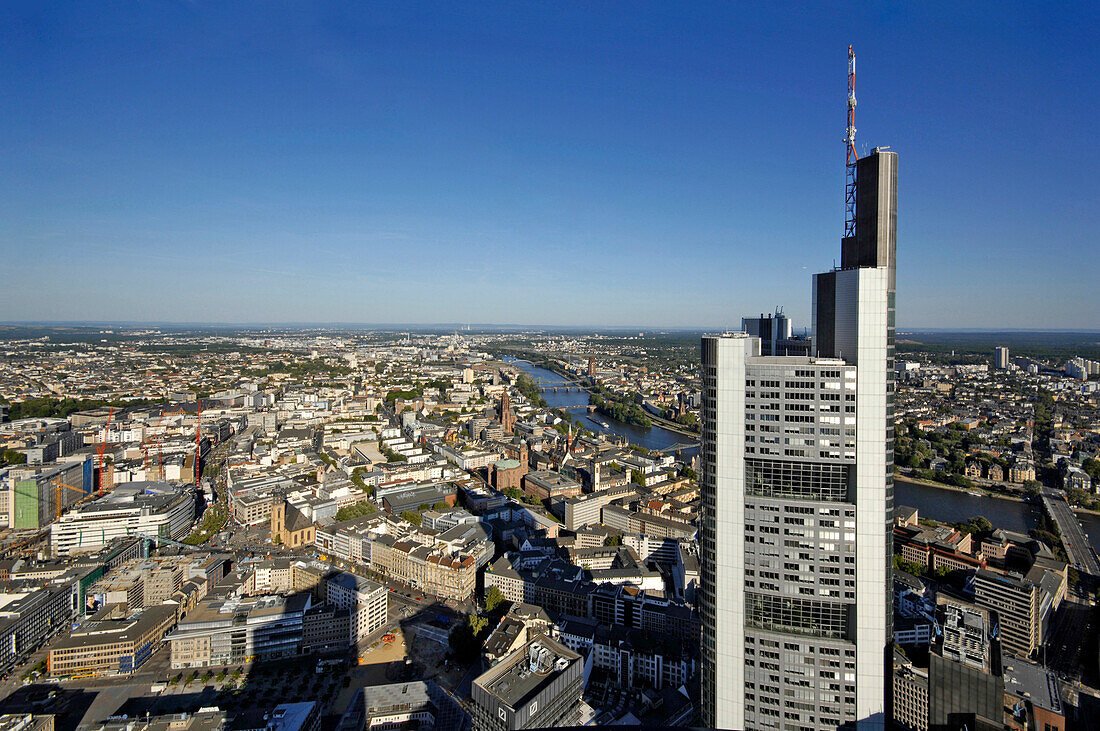 Panorama von Frankfurt mit Commerzbank, Frankfurt am Main, Hessen, Deutschland