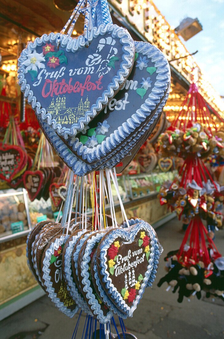Gingerbread hearts, Octoberfest, Munich, Bavaria, Germany