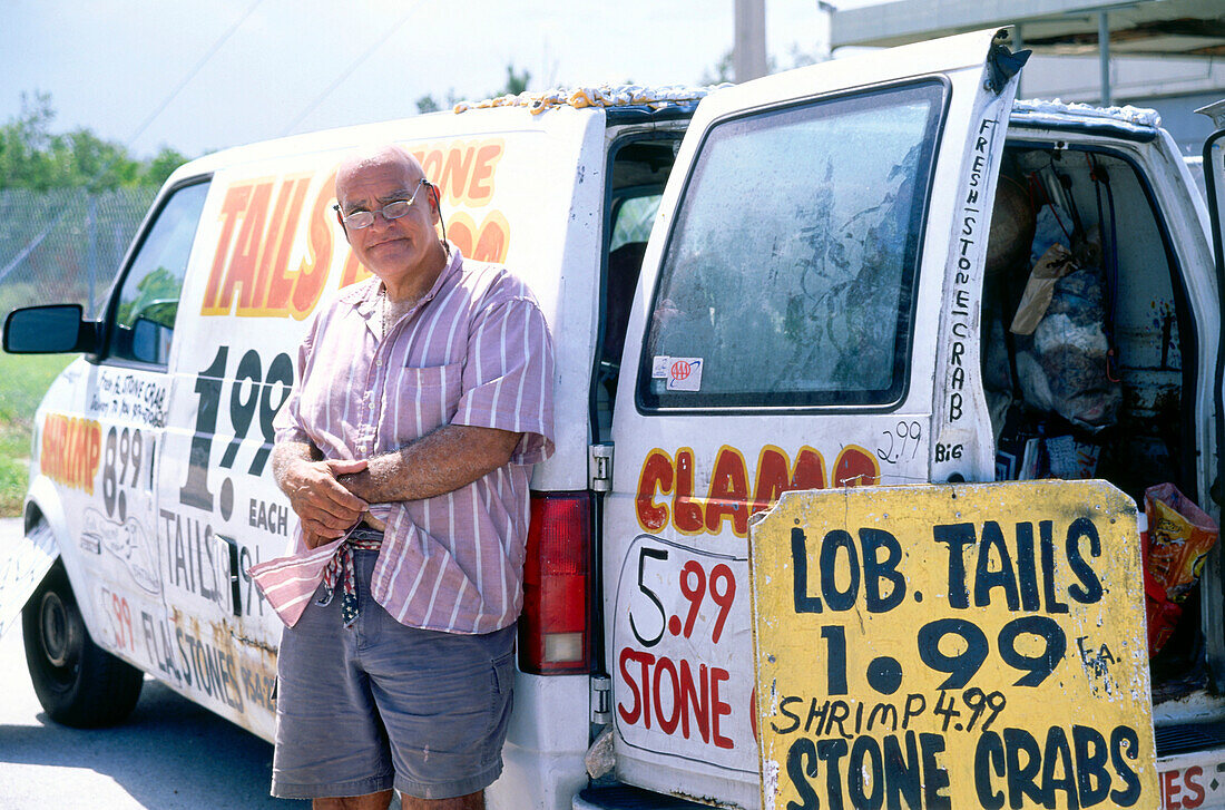 Strassenverkäufer mit Fischspezialitäten, Miami, Florida, USA