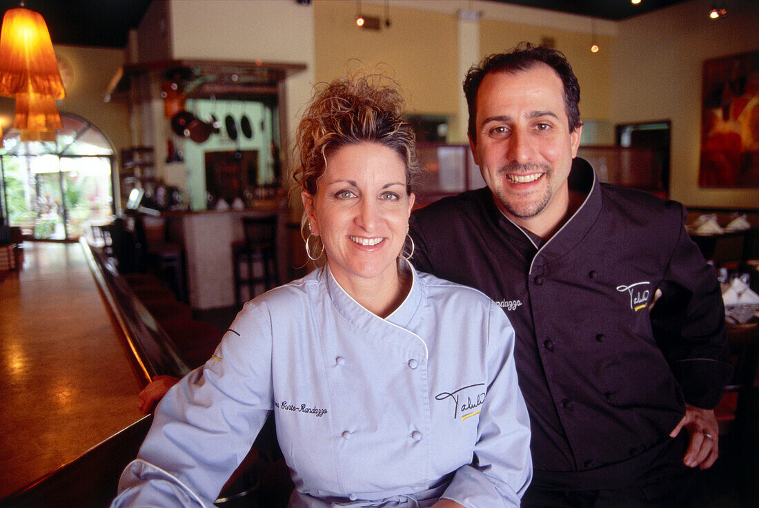 Andrea Curto-Randazzo (left) and Frank Randazzo (right), owners and chefs at Restaurant Talula, South Beach, Miami, Florida, USA