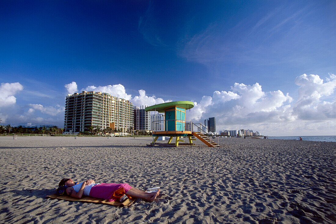 Rettungsschwimmer Häuschen, South Beach, Miami, Florida, USA