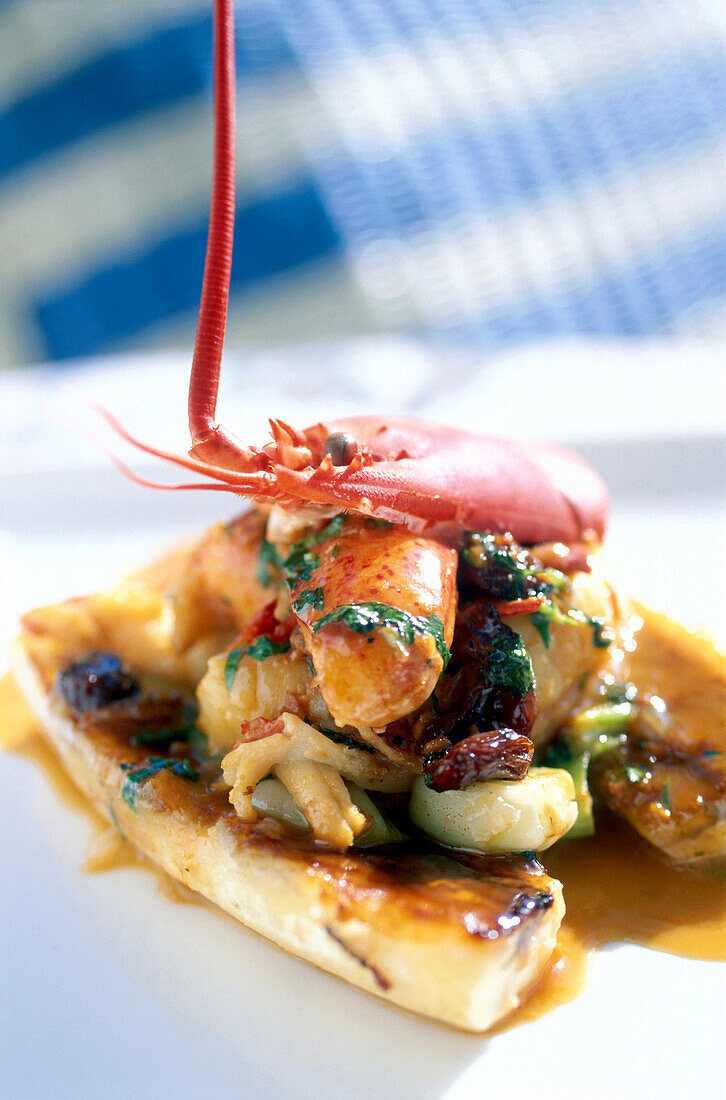 Maine Lobster with caramelized banana and raisins, Restaurant Blue Door, Hotel Delano, South Beach, Miami, Florida, USA