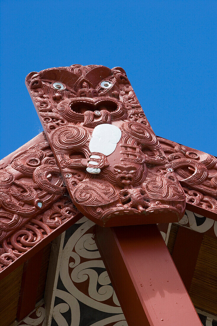 Rotowhio Marae Meeting House Carving, Te Puia, Rotorua, North Island, New Zealand