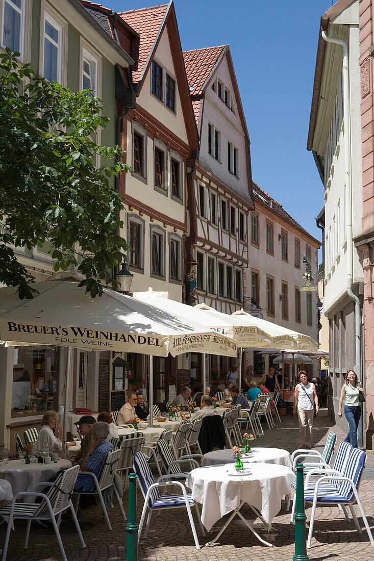 Outdoor Cafe in Downtown Fulda Pedestrian Mall, Fulda, Hesse, Germany