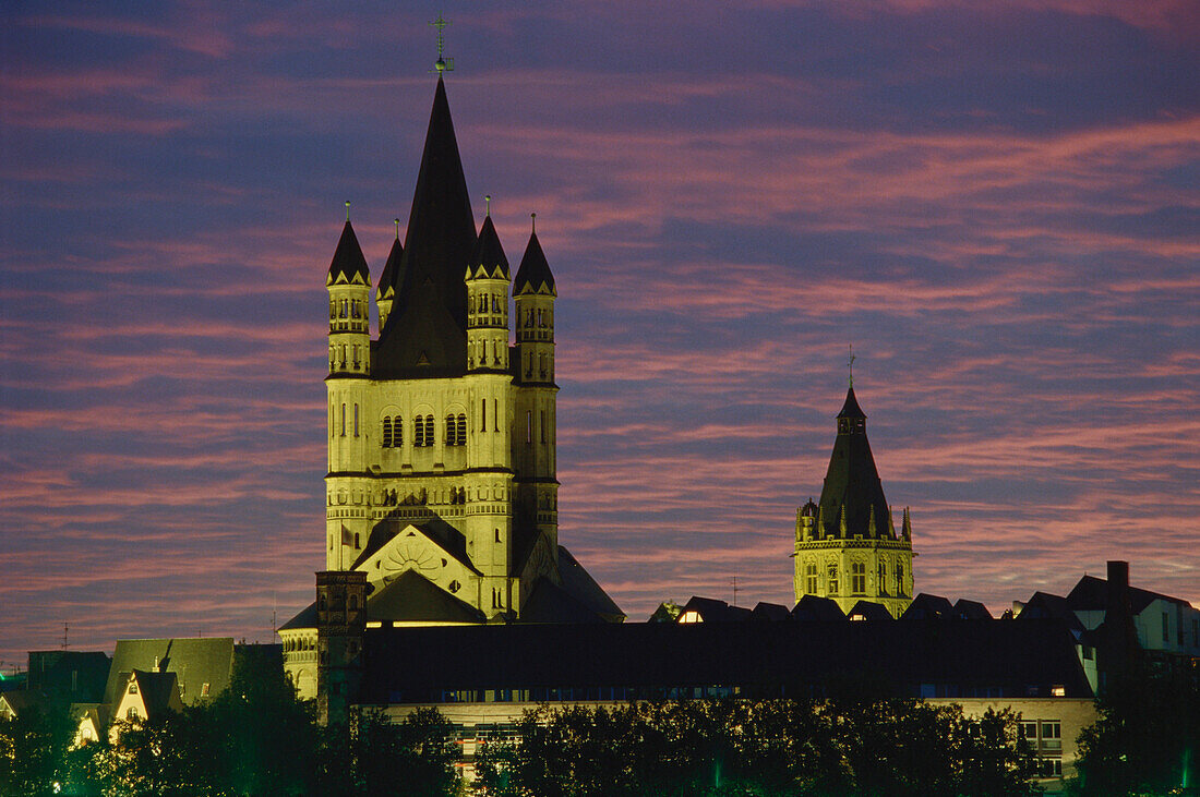Saint Martin church and city hall tower, Cologne, North Rhine-Westphalia, Germany, Europe