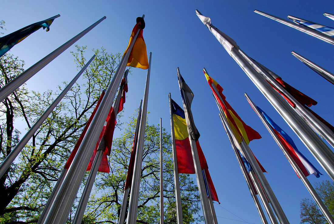 Flaggen der Europäischen Nationen, Europäisches Patentamt, München, Bayern, Deutschland