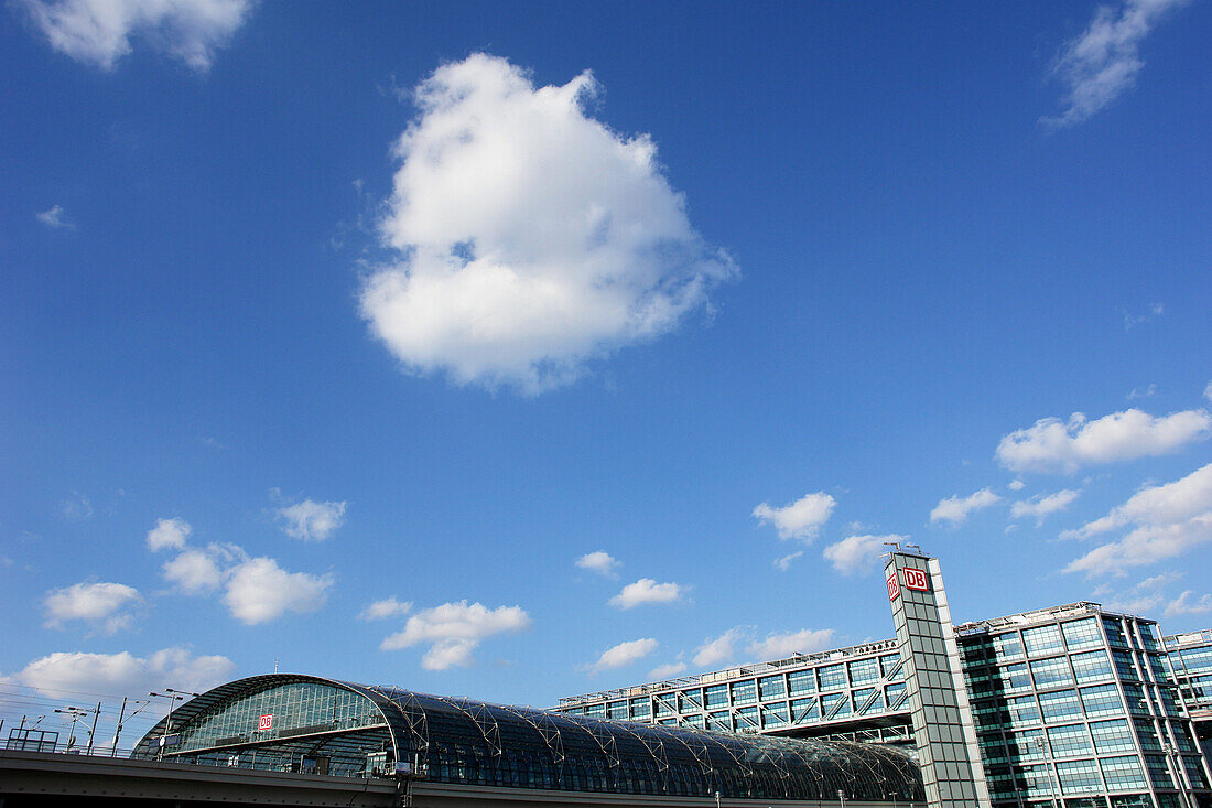 Berlin Central Railway Station with cloud formation, Berlin, Germany