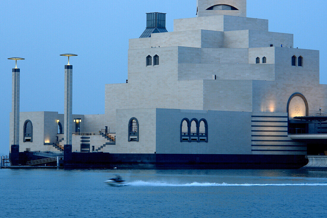 Museum of Islamic Arts in the evening light, Doha, Qatar