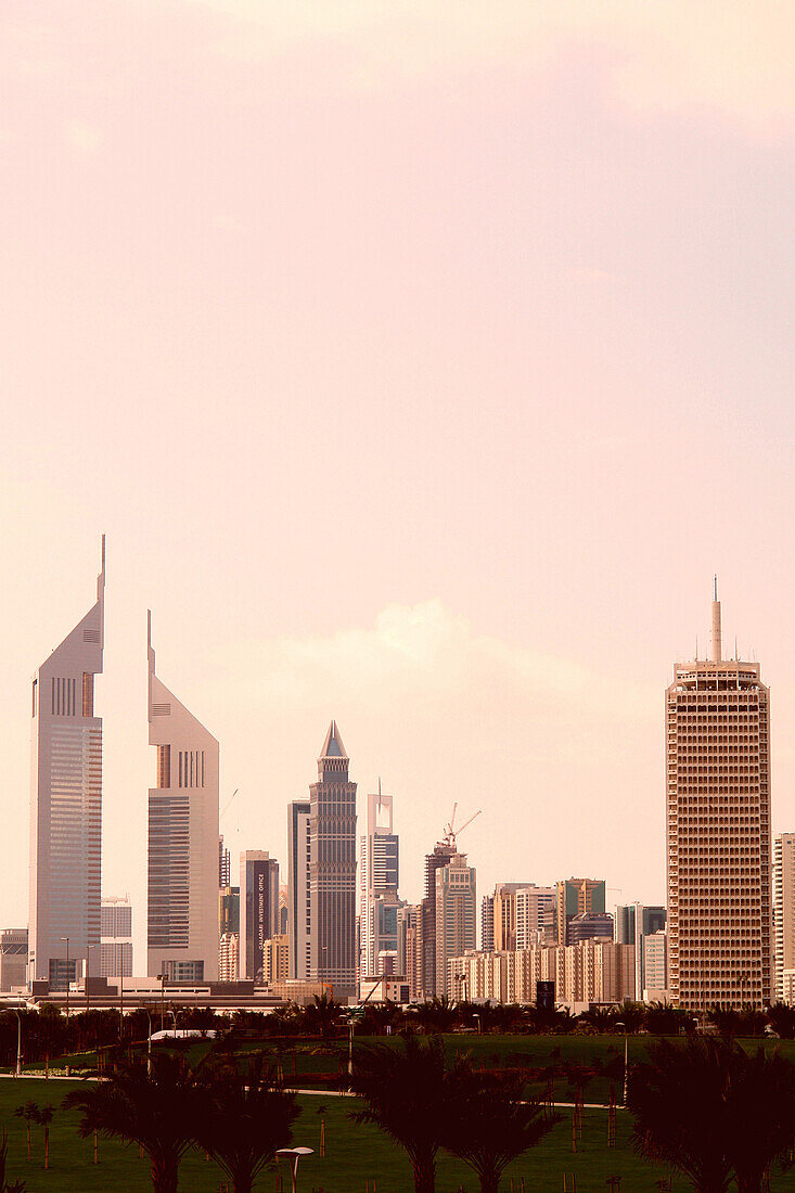 Sheikh Zayed Road and skyline, Dubai, United Arab Emirates, UAE