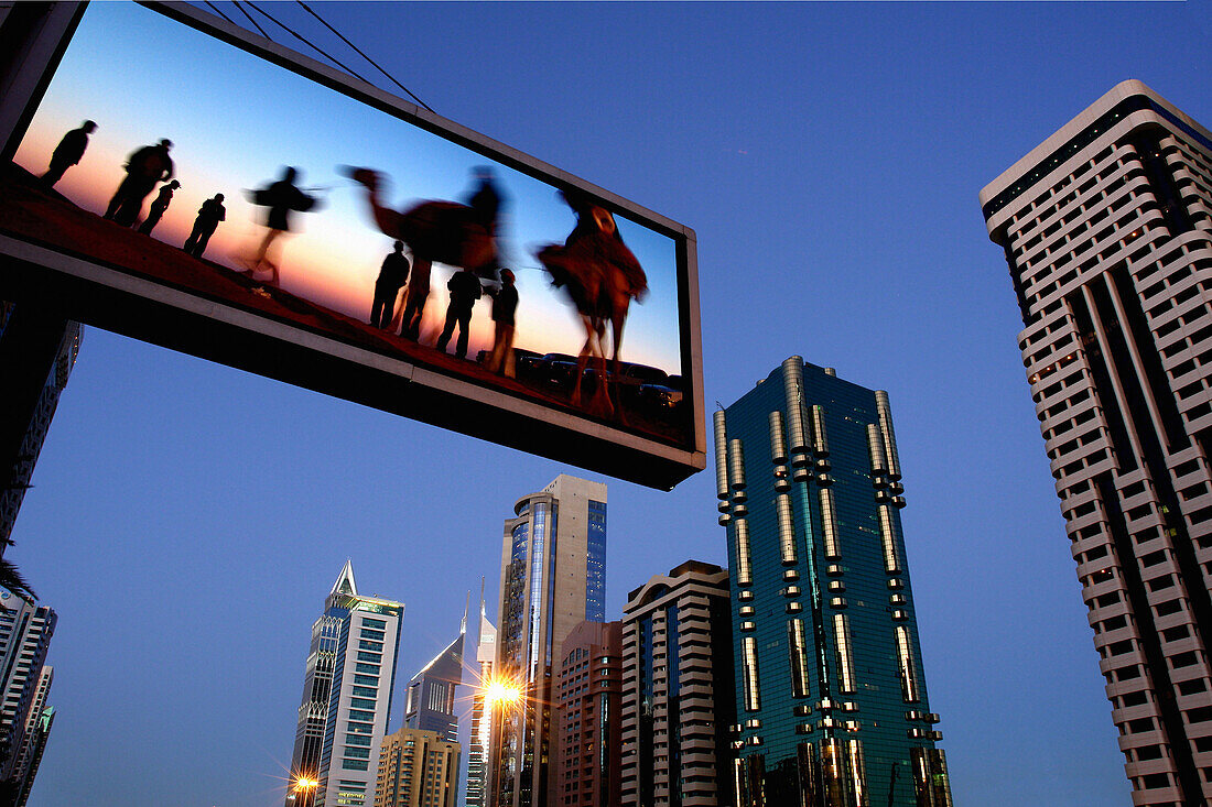 Sheik Zayed Road with architecture, Dubai, Composite, United Arab Emirates, UAE