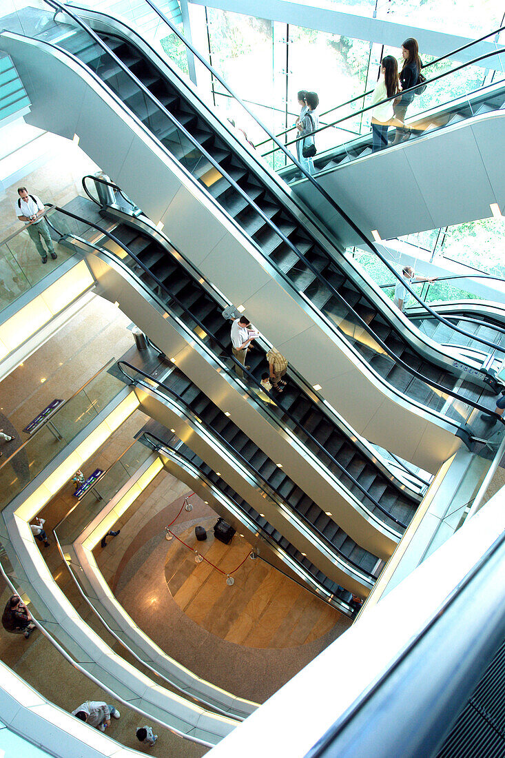 Escalators, staircase in Peak Tower, Hong Kong, China