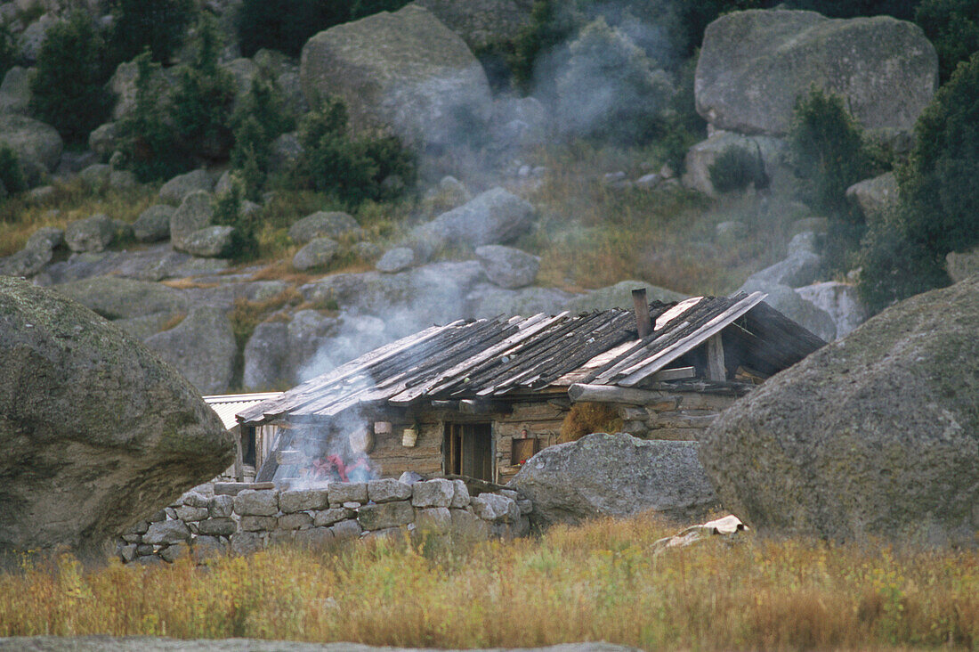 Ein Indianerhaus in Sierra, Blockhütte, Mexiko, Mittelamerika, Amerika