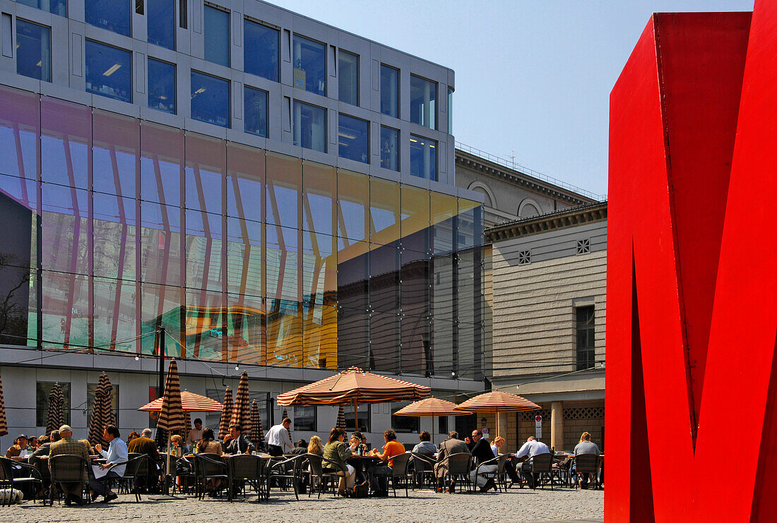 Pavement cafe near National Theater, Munich, Bavaria, Germany