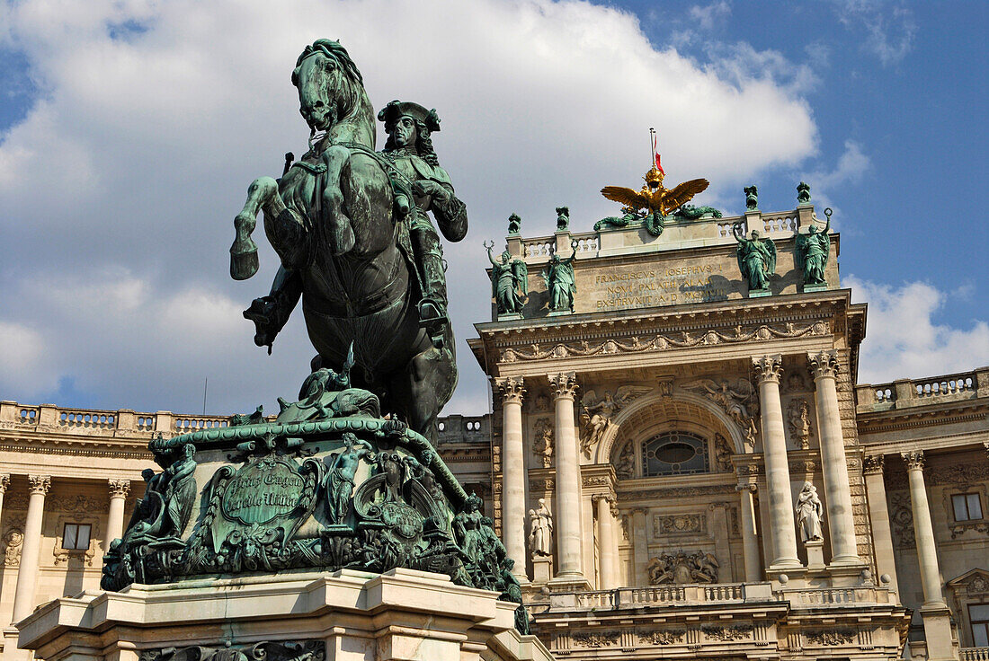 Hofburg Imperial Palace with memorial to Prince Eugen, Vienna, Austria