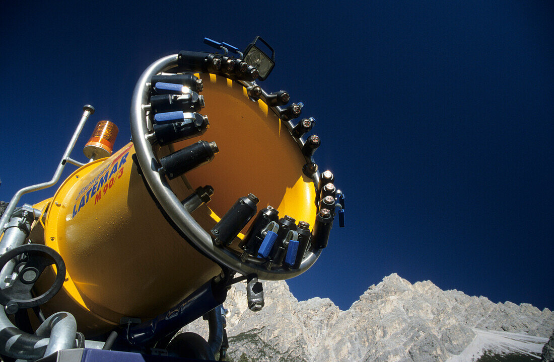 Snow cannon, Dolomites, Cortina d'Ampezzo, Veneto, Italy