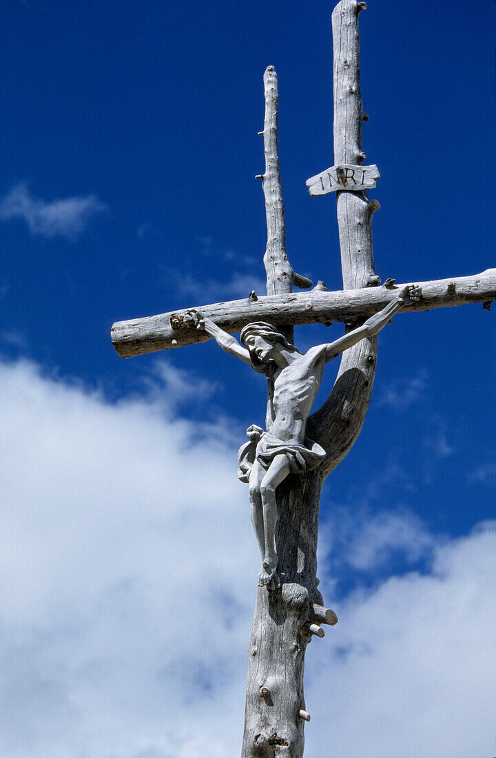 Kruzifix am Crespeinajoch, Puezgruppe, Dolomiten, Südtirol, Italien
