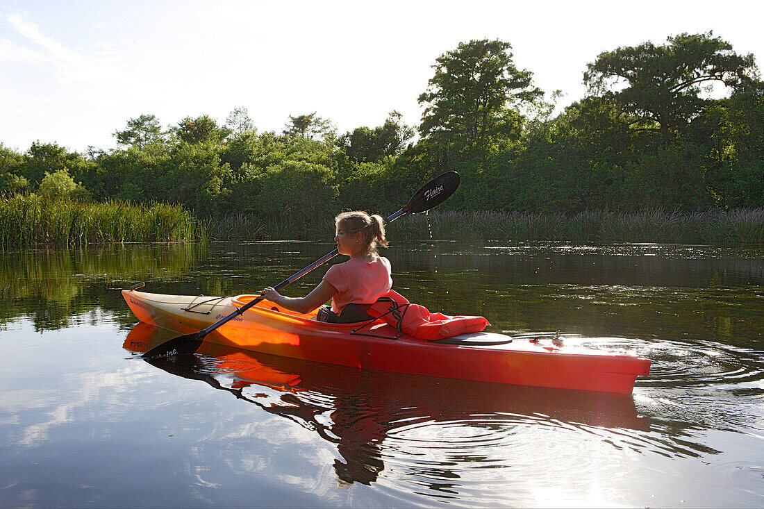 Kayaking in Big Cypress National preserve which is part of the Everglades, Florida, USA