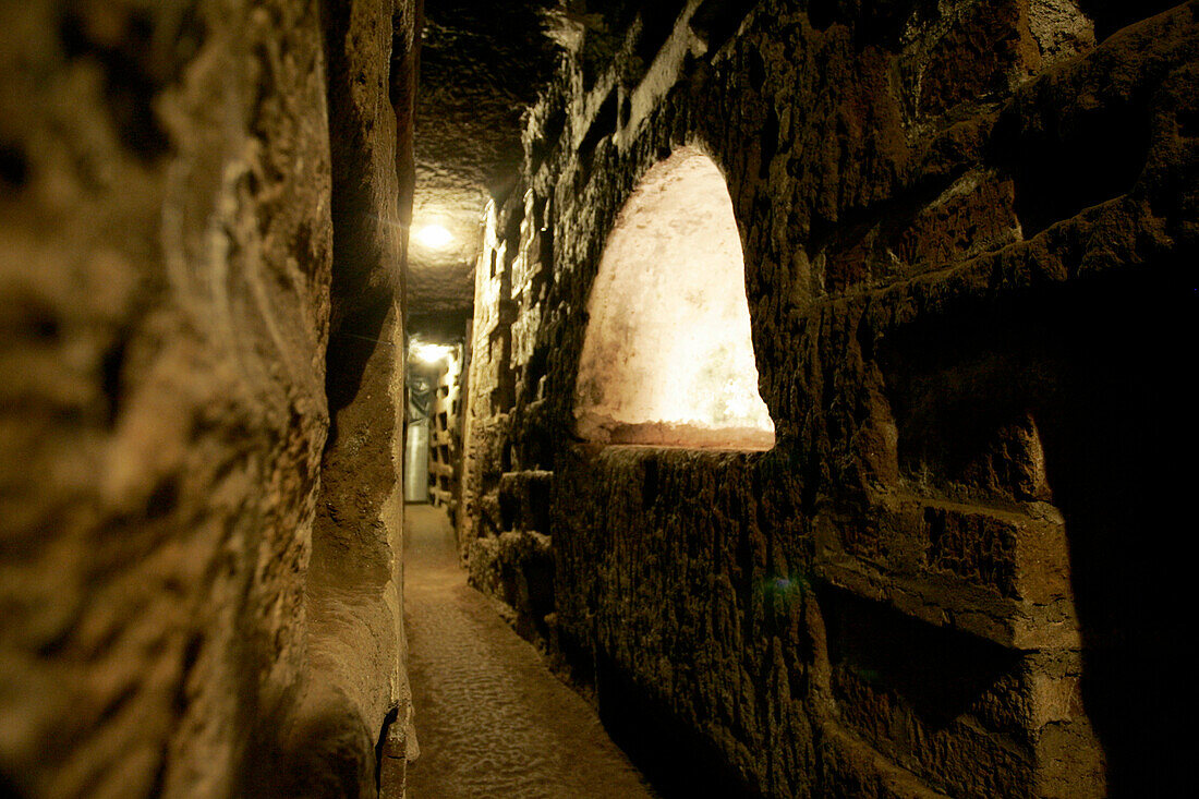 Catacombs of Saint Callixtus, ancient Christian Catacombs, Via Appia Antica, Rome, Italy