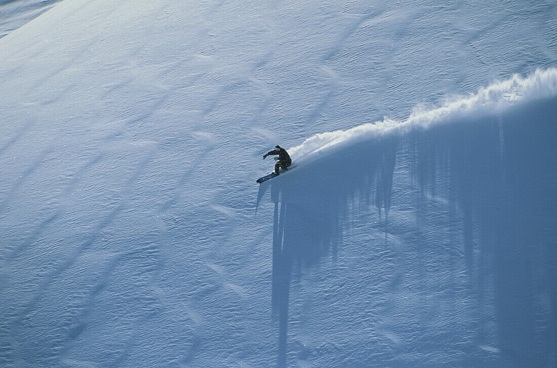 Luftaufnahme von einem Skifahrer